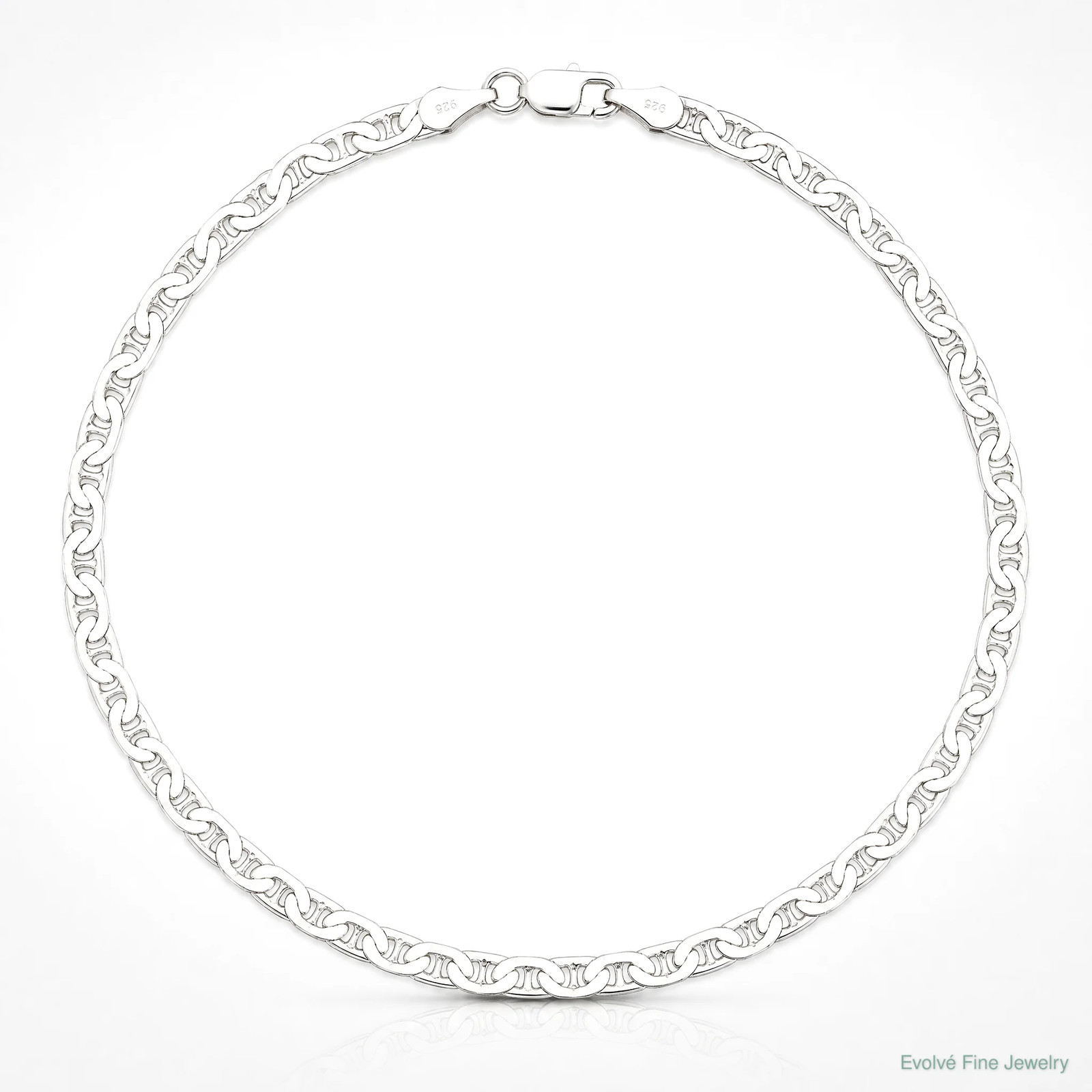 Sterling Silver 4.5mm Flat Anchor Chain Bracelet 7″-9″