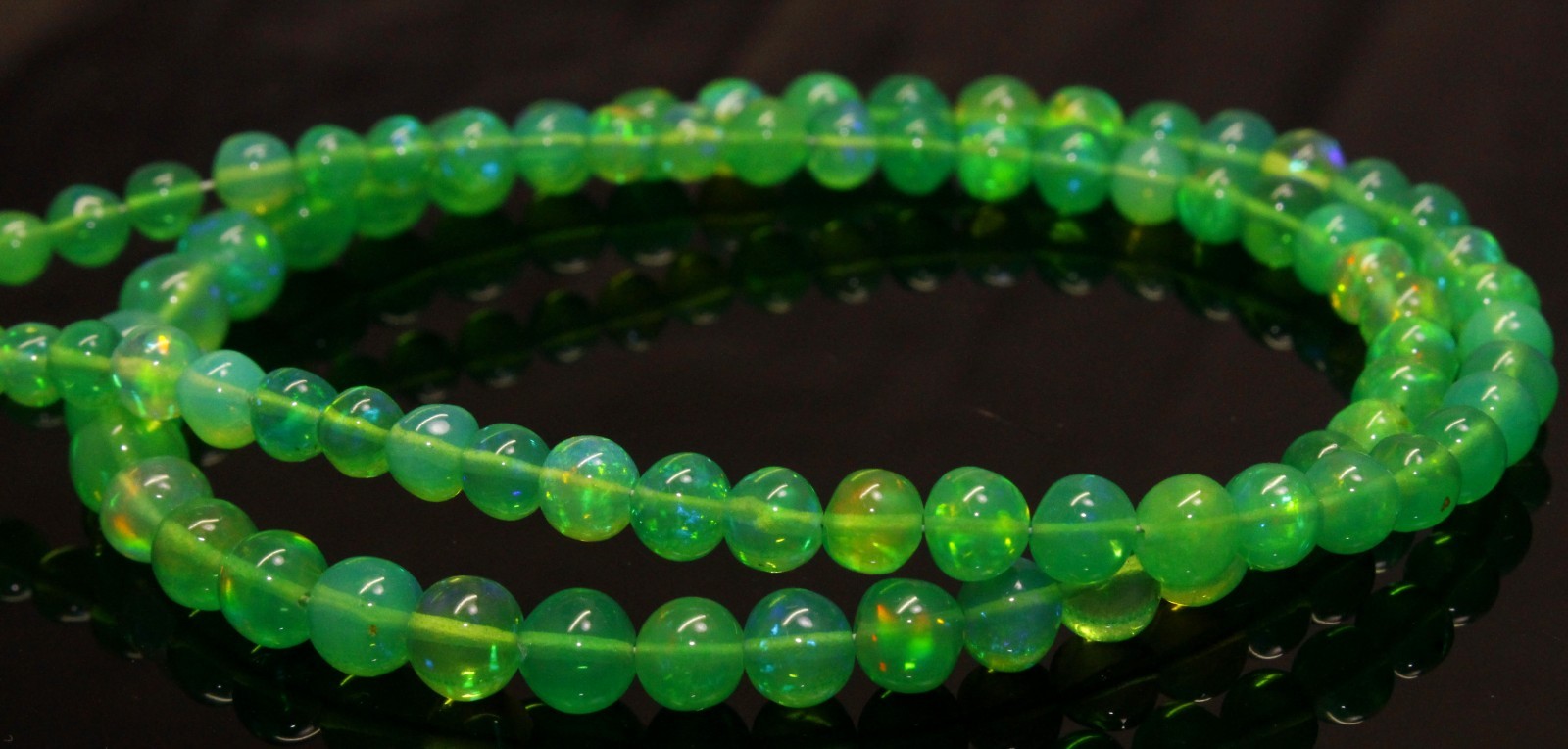Ethiopian Green Opal Beads 4-5mm Round 8″ Strand