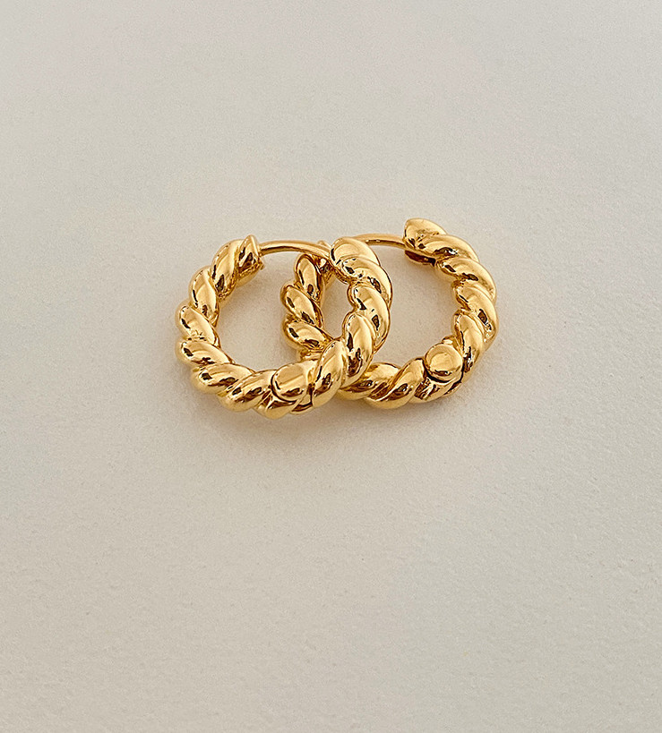 Women Girl 18K Gold Plated Small Twist Huggie Hoop Earrings Gift XJ5