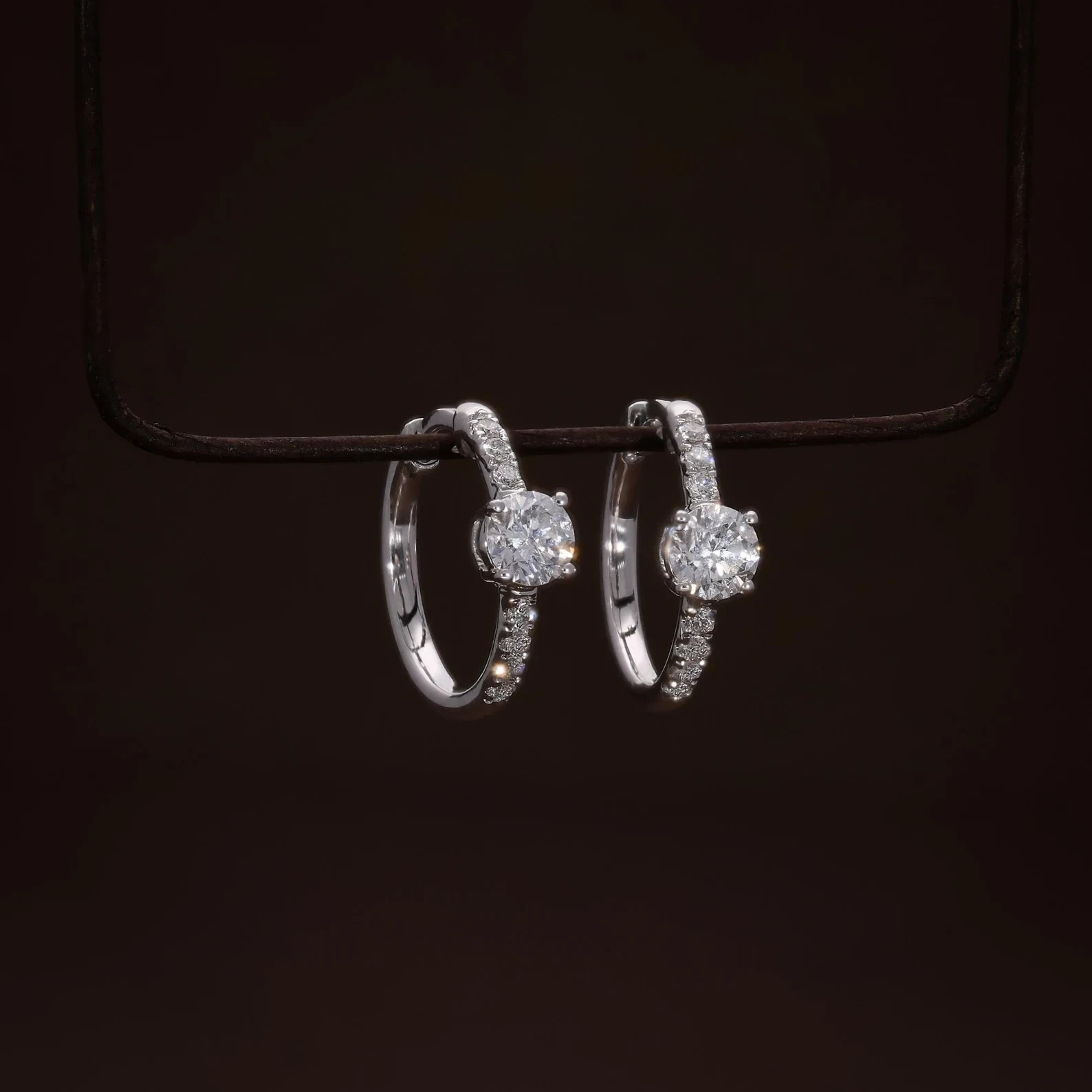 1.00 CTW Round Lab Created Diamond Hoop Women’s Earrings 14K White Gold Plated
