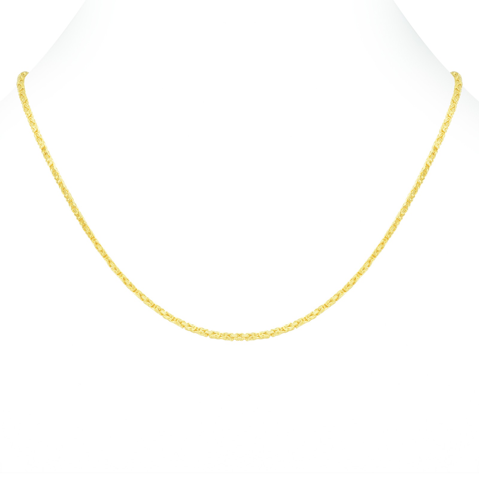 Mens 14K Yellow Gold Solid 2mm Byzantine Box Link Chain Pendant Necklace 24″