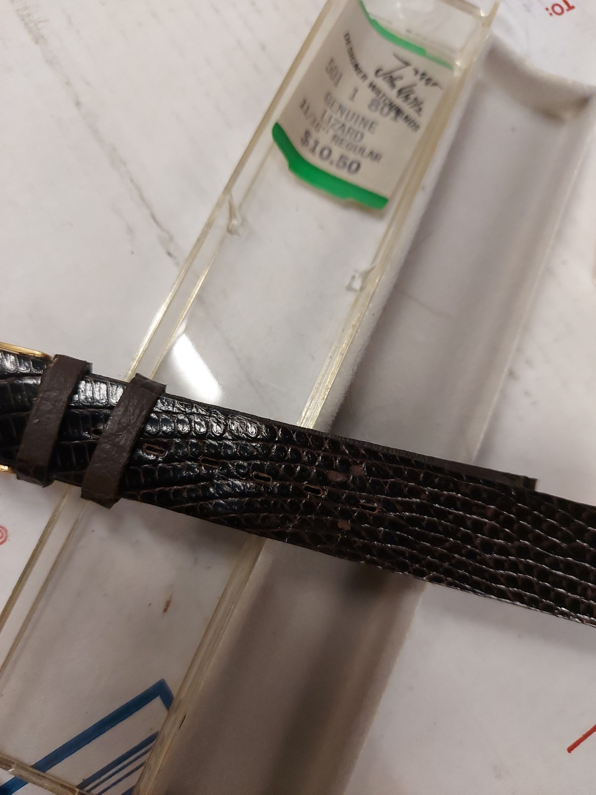 Vintage John Weitz Lizard 11/16″ Genuine Lizard Leather Watchband France Regular