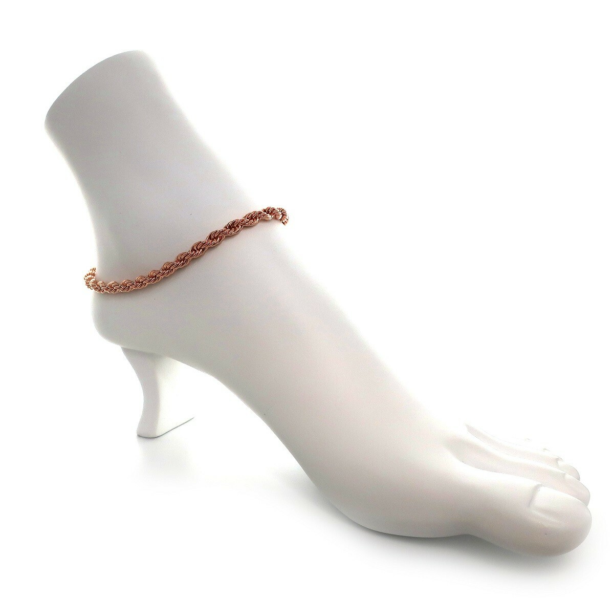 10″ Twist Rope Chain Anklet 5mm Ankle Bracelet 14K Italy Pink Rose Gold Plated