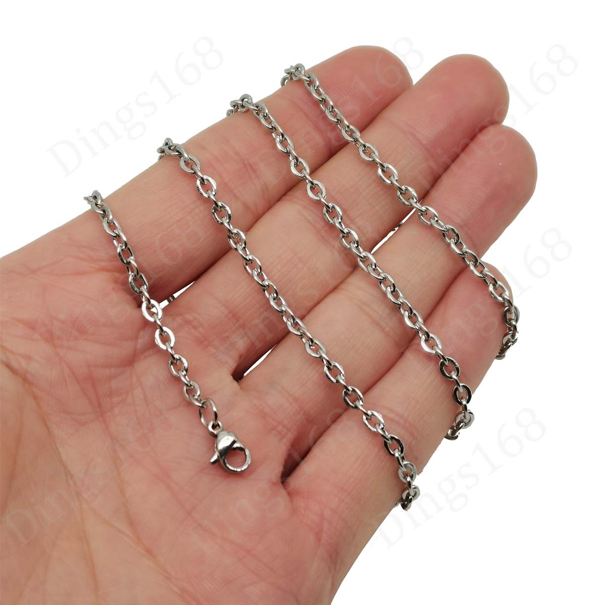 18K White Gold Filled HypoAllergenic 20″ 3 mm Italian Cable Chain Necklace L146W