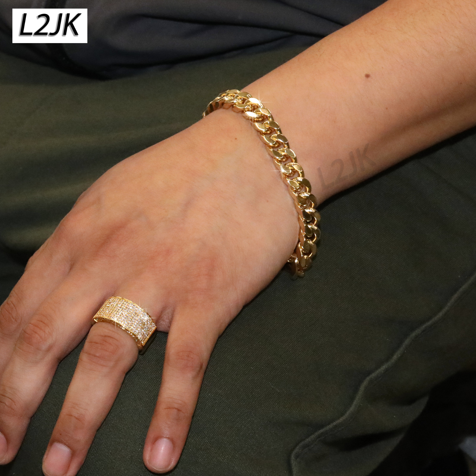 Solid Cuban Link Chain 10mm Bracelet 8.5″in | 14K Gold Plated HipHop Men Fashion