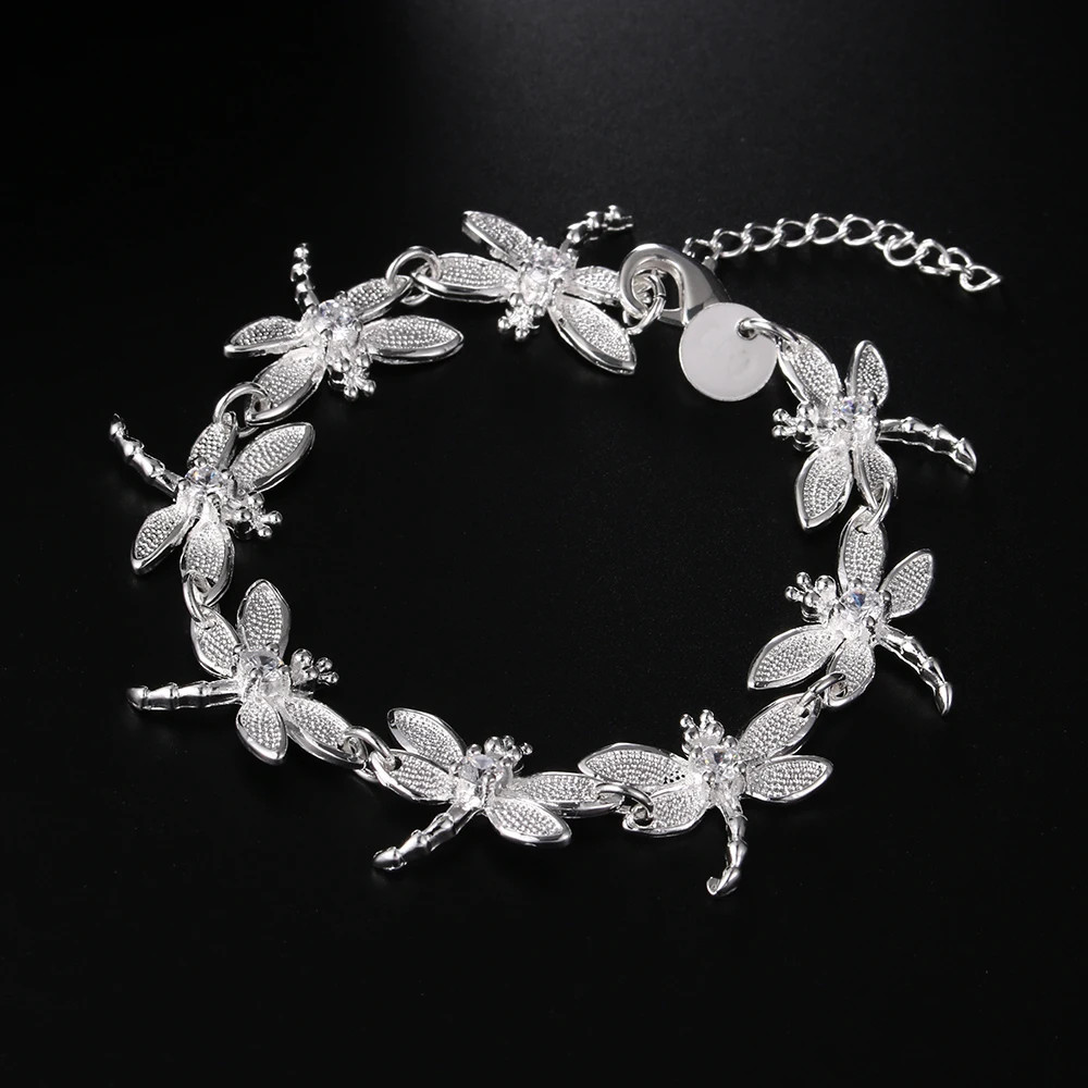 925 Sterling Silver Charm Glossy Bead Bangle Women’s Fashion Bracelet Jewelry