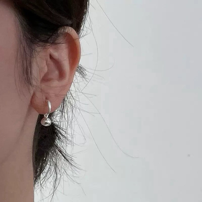 925 Silver Geometric Drop Huggie Hoop Earrings 10mm Small Dangle Earrings A52