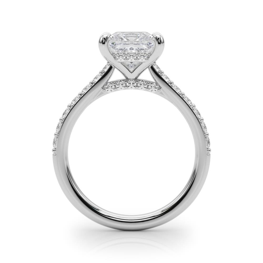 VS F 1.35-3.65Ct Princess Cut Hidden Halo Engagement Ring Lab Grown Diamond Gold