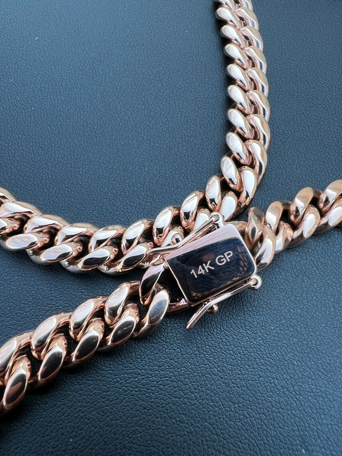 Miami Cuban Link Chain Necklace / Bracelet Rose Gold Plated Stainless Box Lock