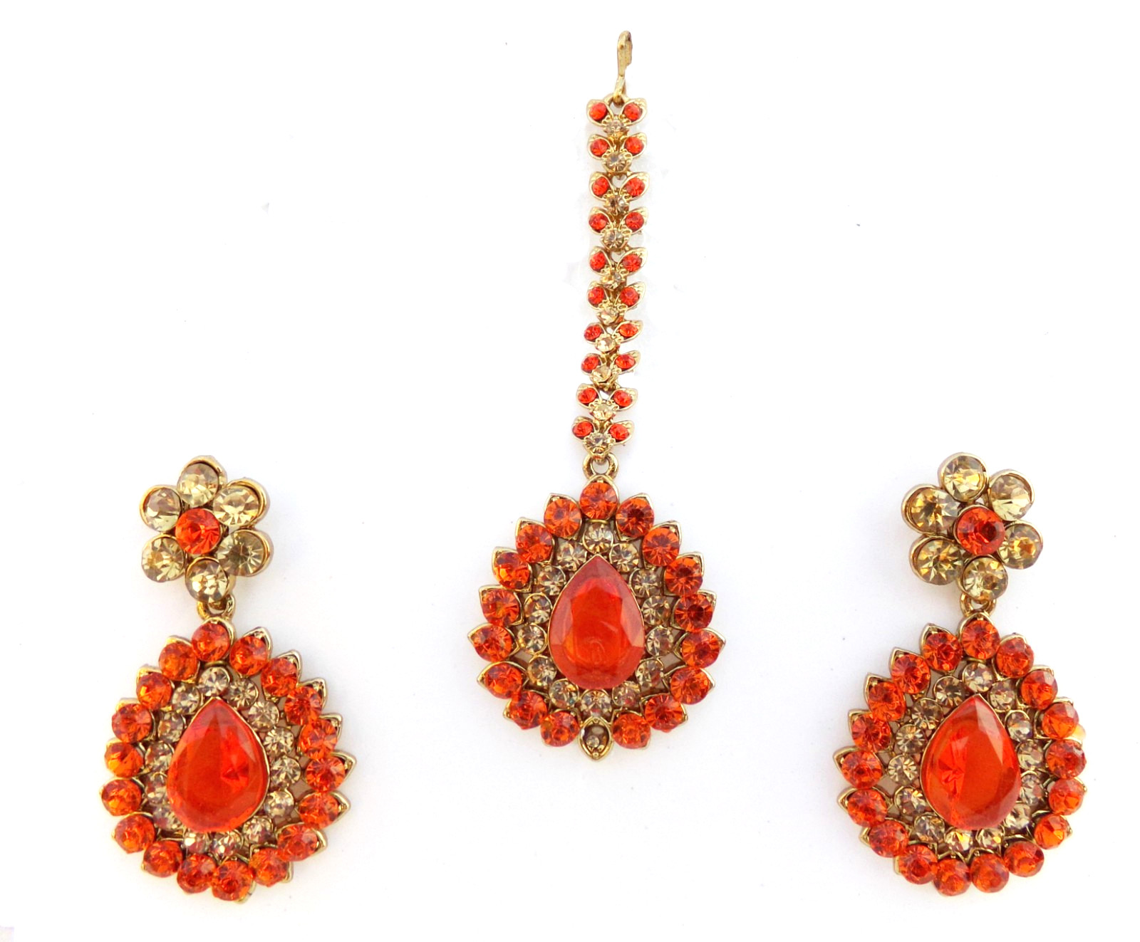 Indian Bollywood Women Tikka Earrings Traditional Set Ethnic Gold Plated Jewelry