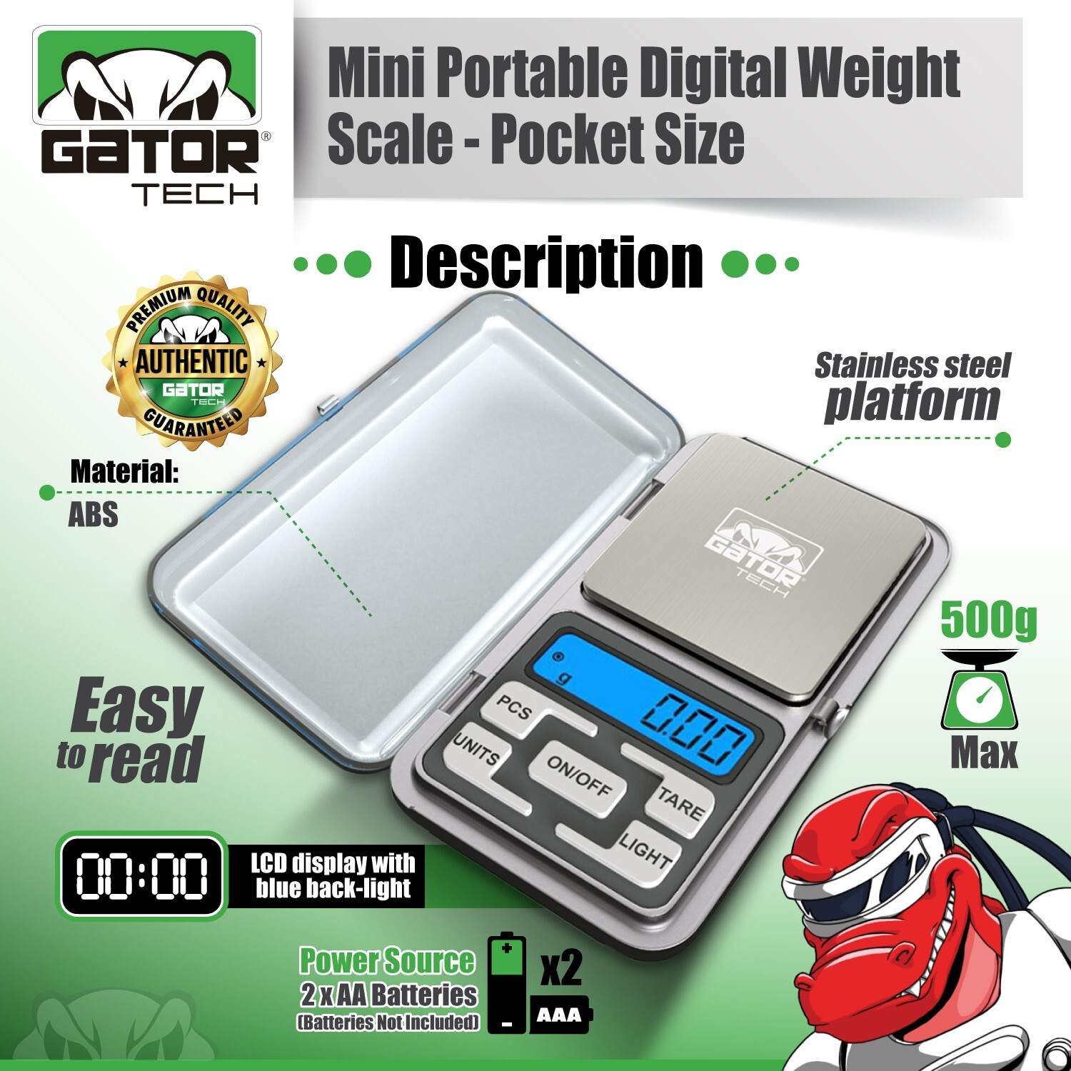 Digital Mini Pocket Scale Portable Jewelry Balance Gram Oz Herb Gold 500g x 0.1g
