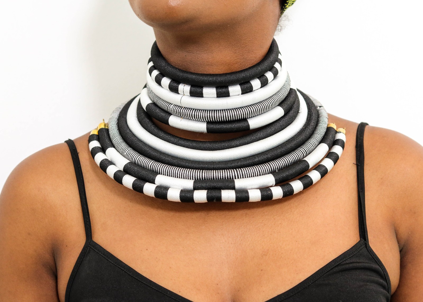 African Silk Thread Choker Necklace Handmade Tribal Statement Collar Jewelry