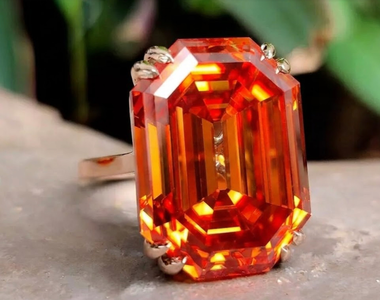 925 Silver, Flame Orange Diamond Solitaire Ring, Rare 20 Ct Certified Treated