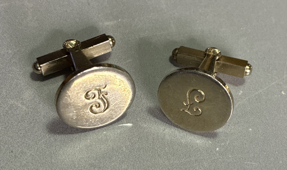 Vintage Monogram Initial Cufflinks Gold Tone Dress Formal Wear