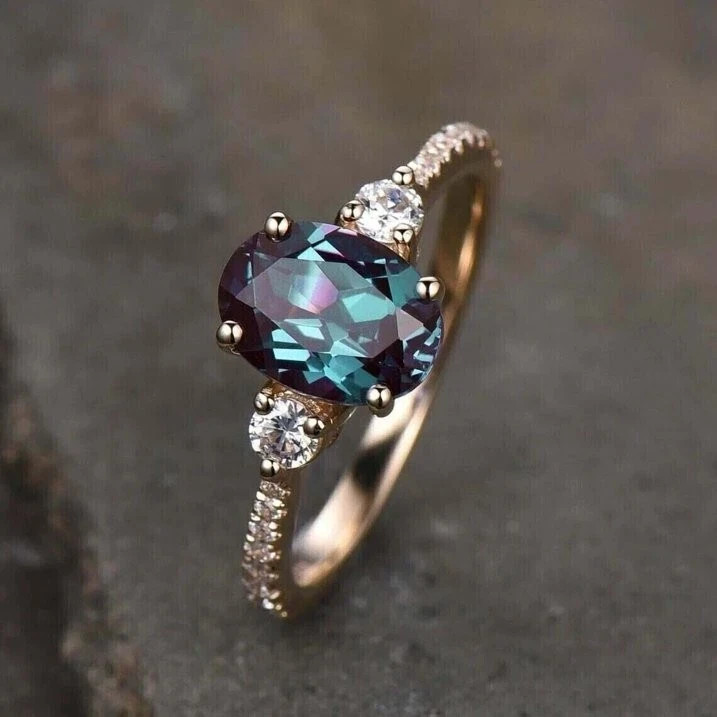 Color Change Alexandrite Gemstone Sterling Silver Ring Gift For Mother