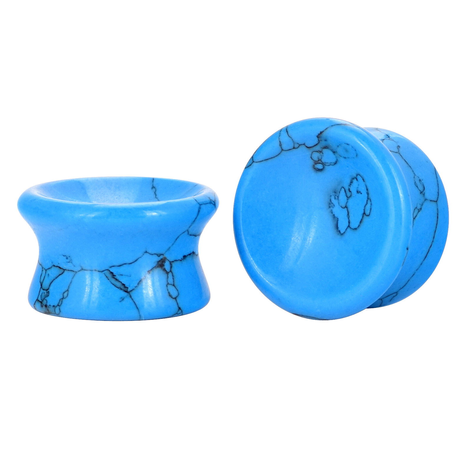 2PCS Wood / Stone Ear Plug Tunnels Concave Surface Ear Gauges Stretcher 2G-3/4″