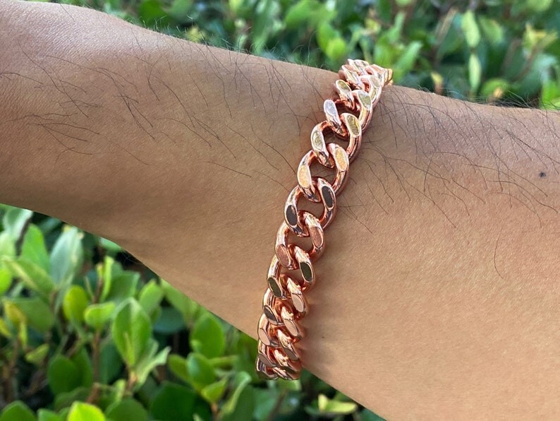 100% Pure Solid Copper Bracelet Arthritis Cuban Chain Curb Link Rider Bracelet