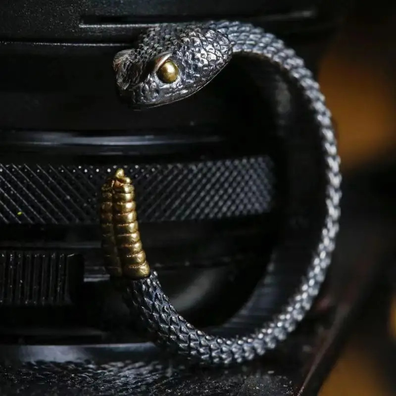 Rattle Snake Open Ring Jewelry Predator Animal Reptile Adjustable Resizable