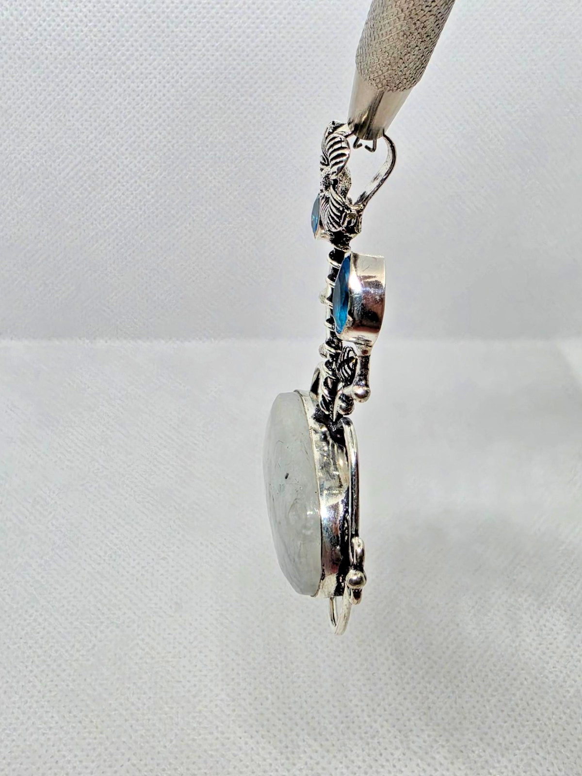 Flower Rainbow Moonstone Blue Topaz 925 Silver Plated Pendant 2.2″