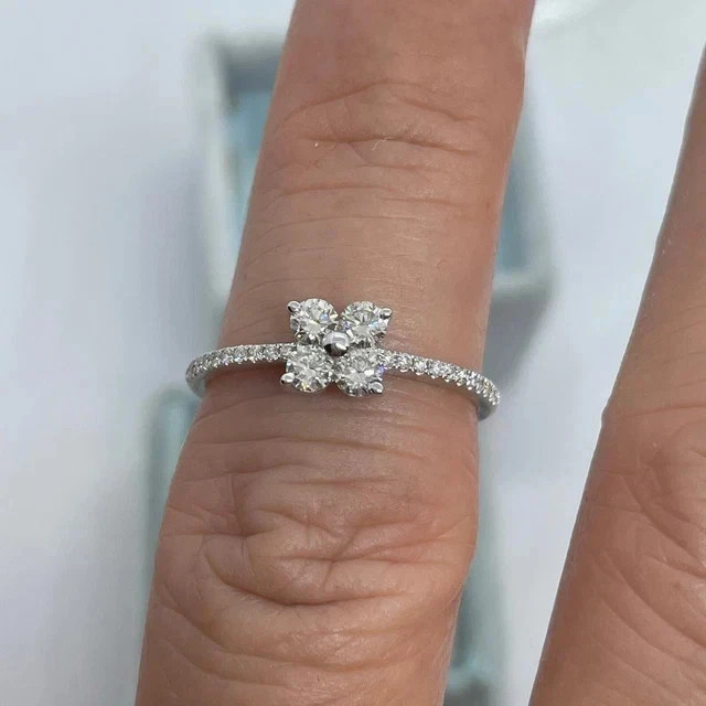 Real Moissanite 2.40Ct Round Cut Engagement Classy Ring 925 Sterling Silver