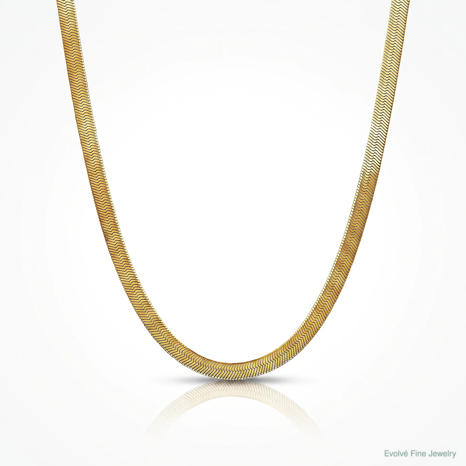 14K Yellow Gold 3mm Silky Herringbone Chain Necklace 16″-24″
