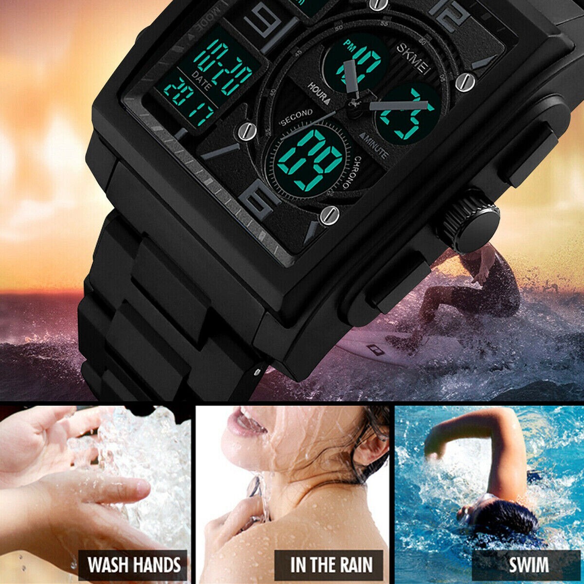 Chronograph Men’s Digital Army Military Sport Quartz Analog Waterproof Watch US