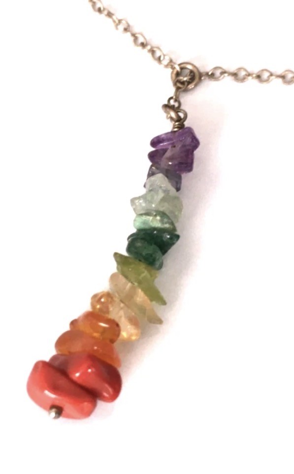 Vintage Necklace MARKED .925 Sterling Silver Chain •Stone Pendant• 22”