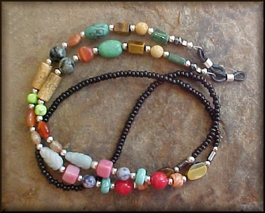 Multi Gemstone Assorted SHAPES Eyeglass Chain Leash