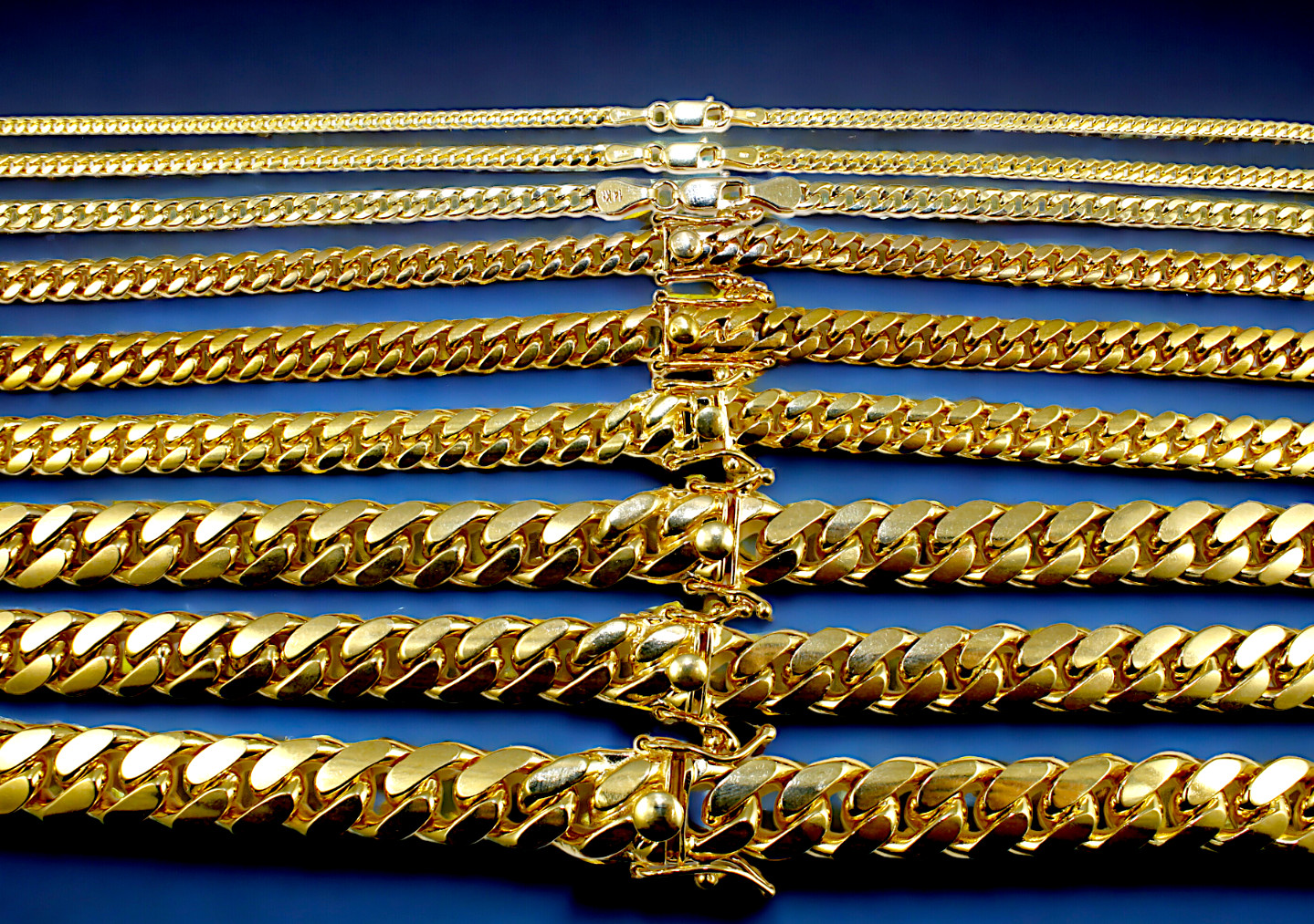 14K Yellow Gold SOLID Miami Cuban Necklace Bracelet Chain Gold 2mm-16mm 7″-30″