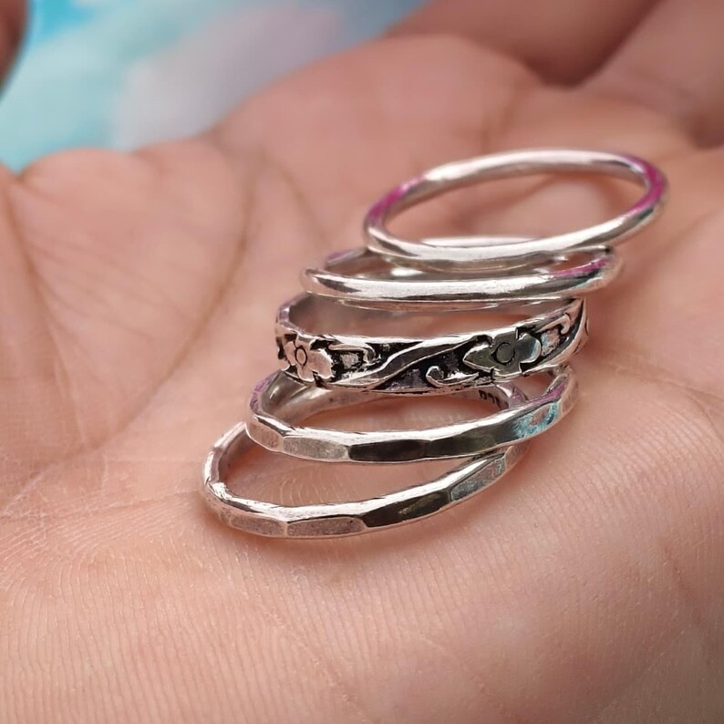 Stacking Ring Set Of 5 925 Sterling Silver Handmade Women Ring All Size SR653