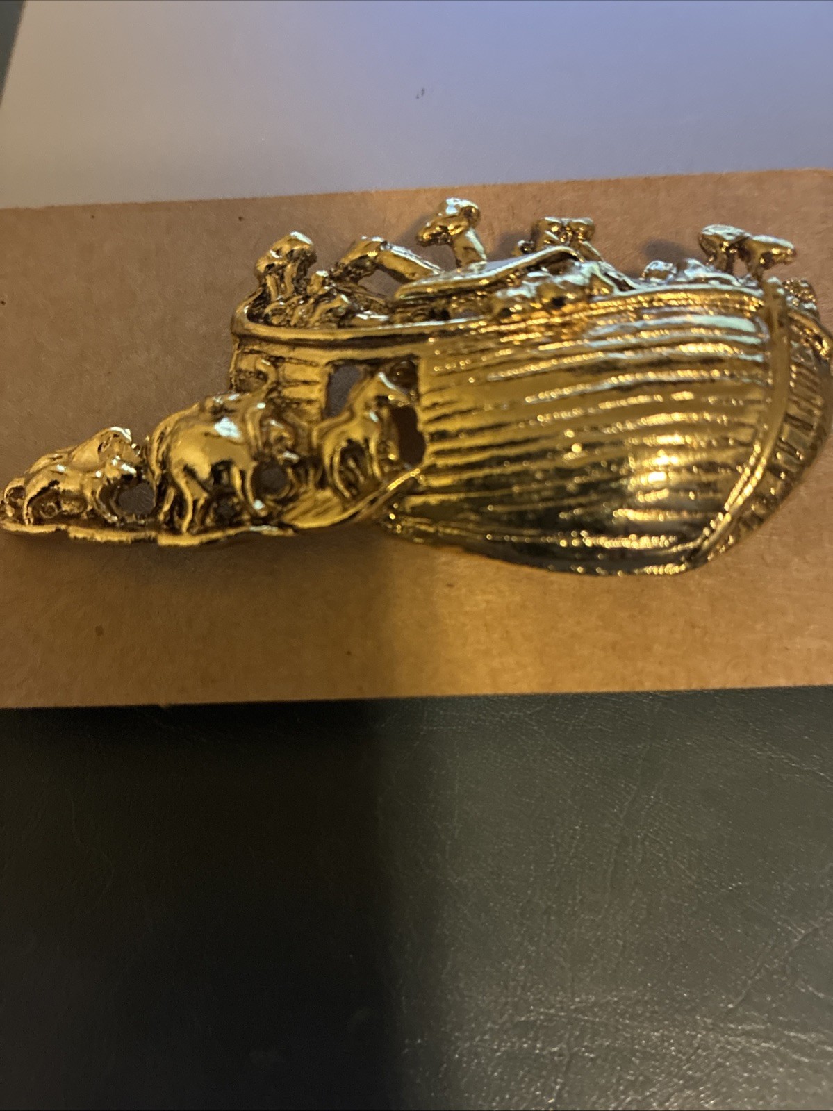 Noah’s Ark Gold Tone Brooch