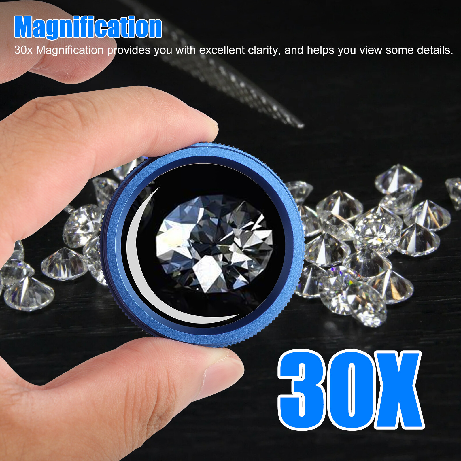 30x Pocket Magnifying Glass Eye Loop Optical Magnifier Jewelry Watch Repair Tool