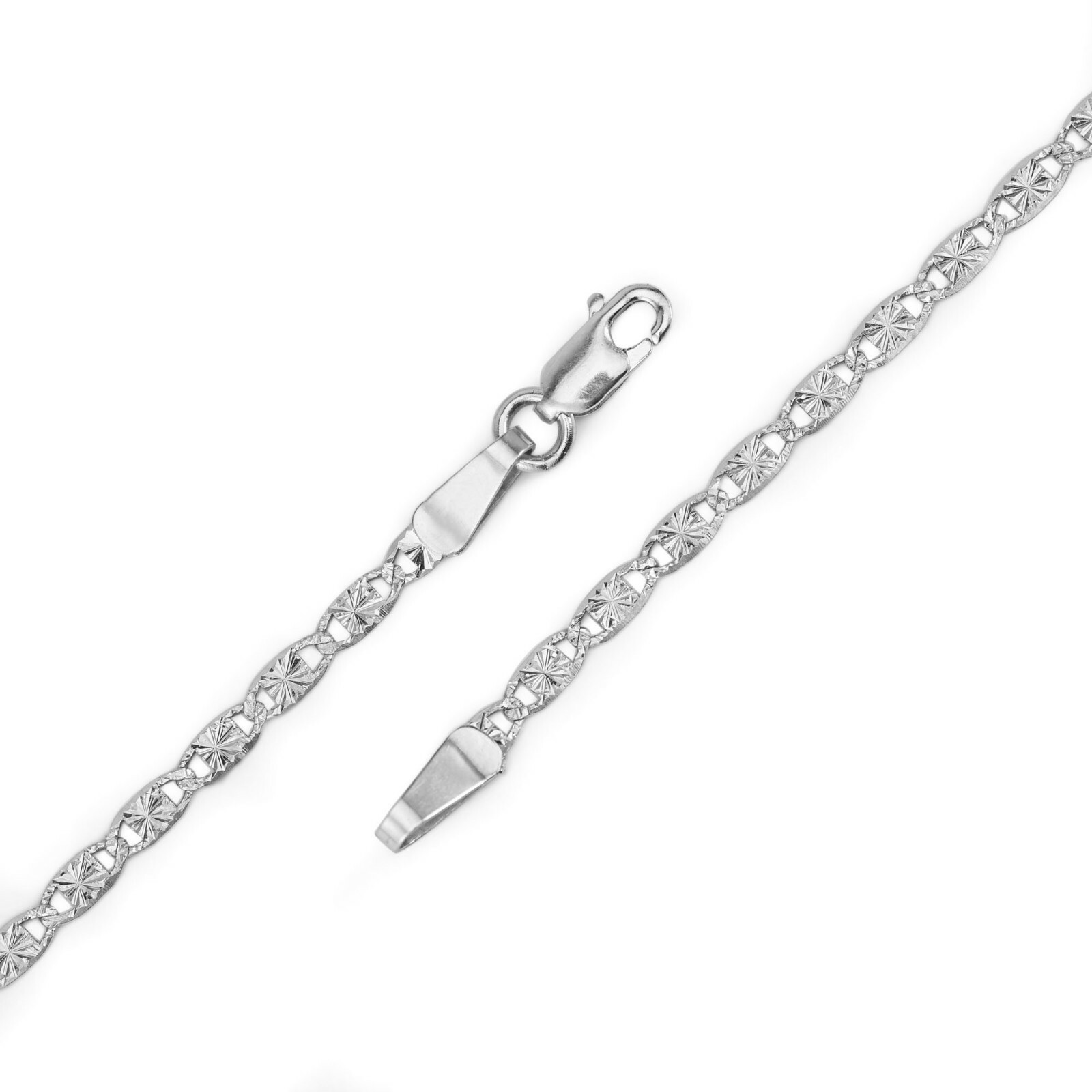 14k Gold Necklace Solid White Gold Valentino Chain 16/18/20 Inches 2.0 MM