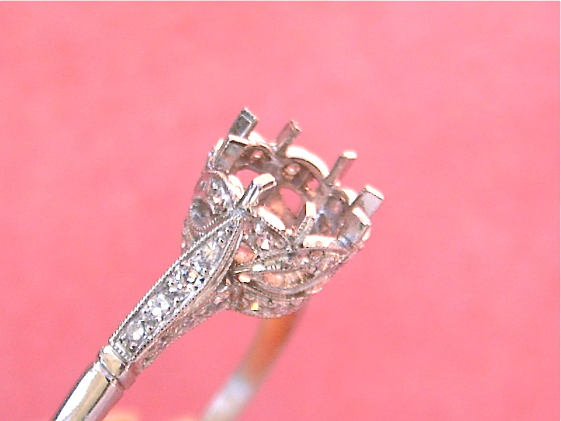 ANTIQUE STYLE 1 ct (6.5mm) SOLITAIRE DIAMOND PLATINUM ENGAGEMENT RING MOUNTING