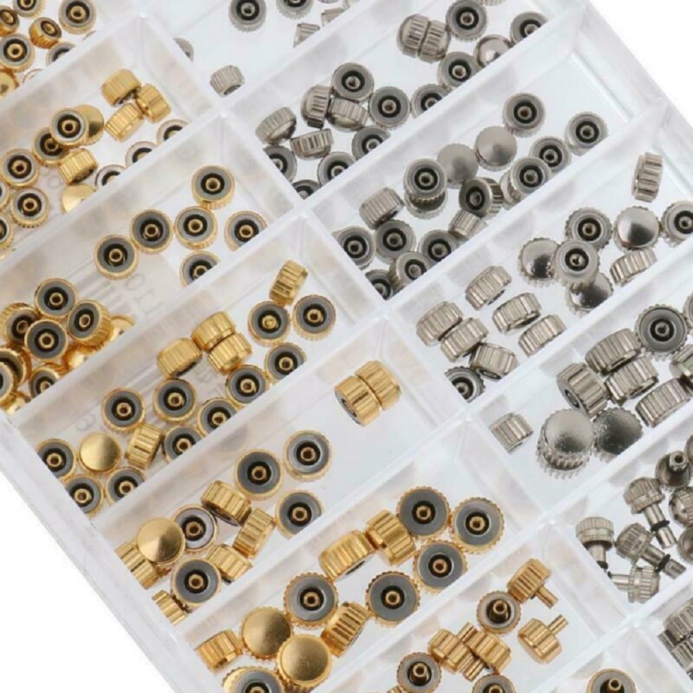 Mixed Sizes Silver Gold Watch Stem Crown Repair Parts Assortment Set Gold Silver
