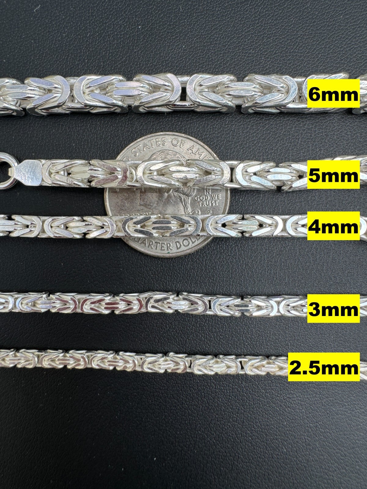 Real Solid 925 Sterling Silver Byzantine Rope Chain Mens Necklace 2.5-6mm 18-30″
