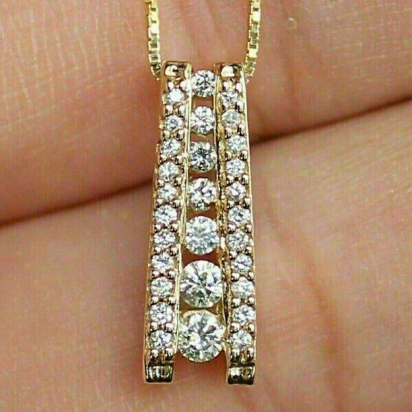 2.20Ct Round Simulated Diamond Halo Engagement Pendant In 14K Yellow Gold Plated