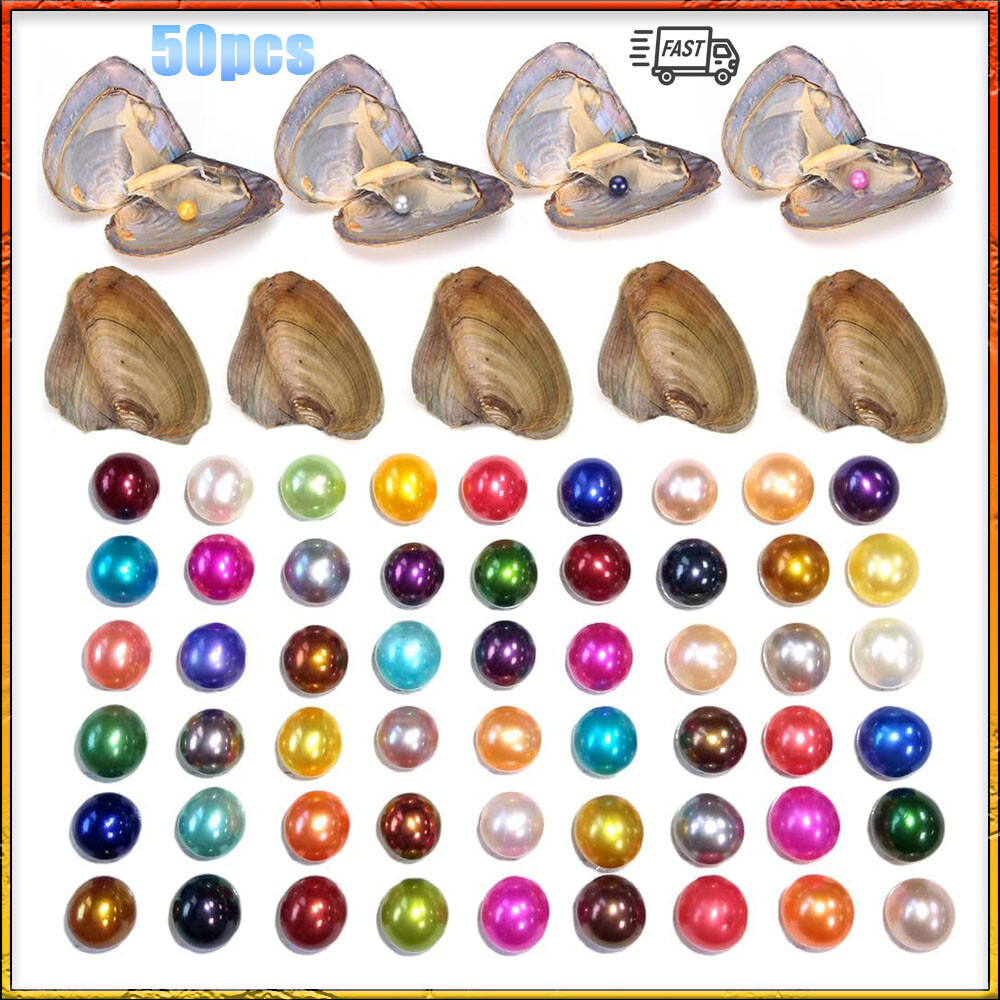 50x Akoya Fresh Oysters with Pearls Freshwater Pearl Individually Wrapped Gifts