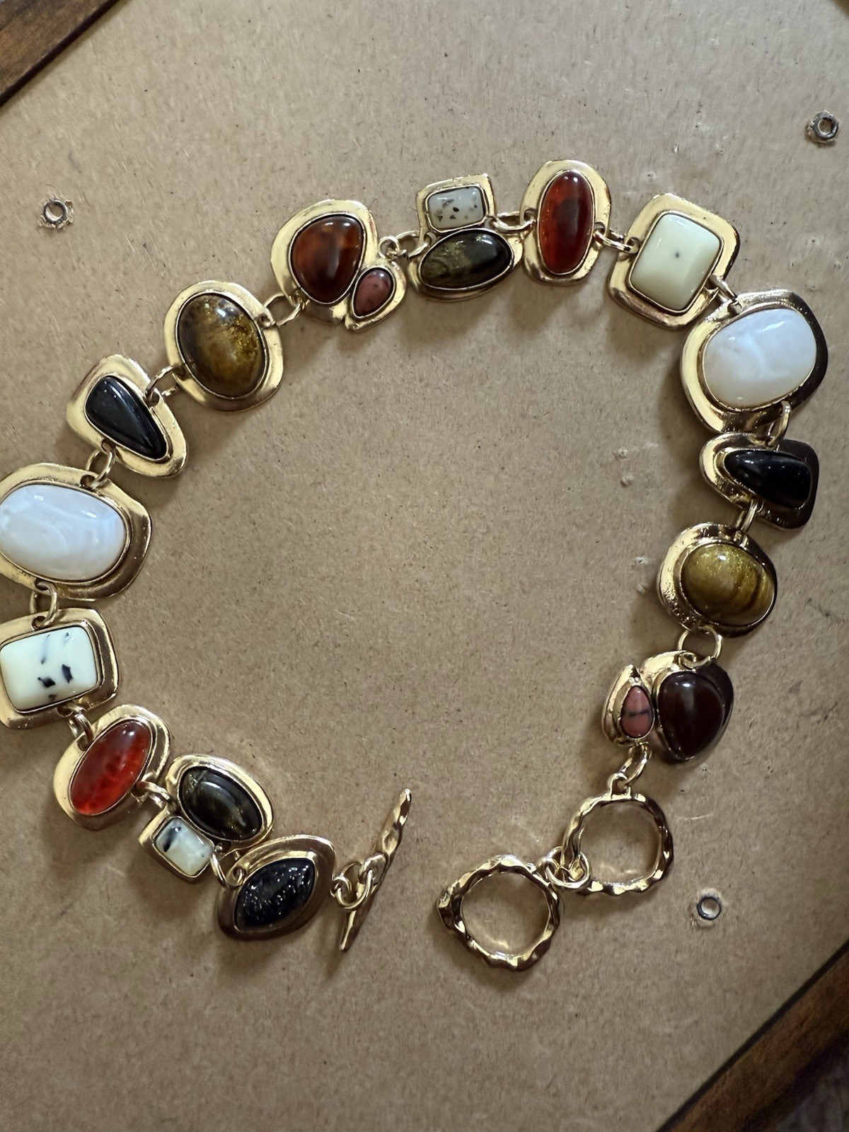 Gold Choker Necklace Chunky Statement White Brown Black