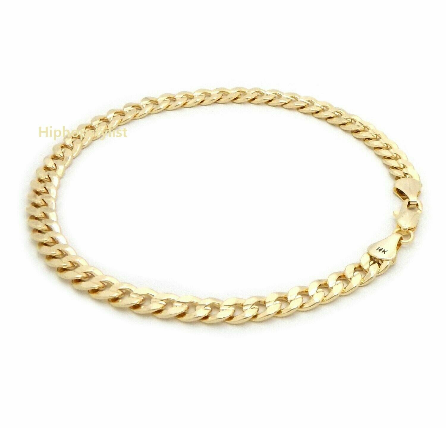 10″ CONCAVE CUBAN CURB LINK CHAIN QUALITY ANKLET BRACELET 14K ITALY GOLD PLATED