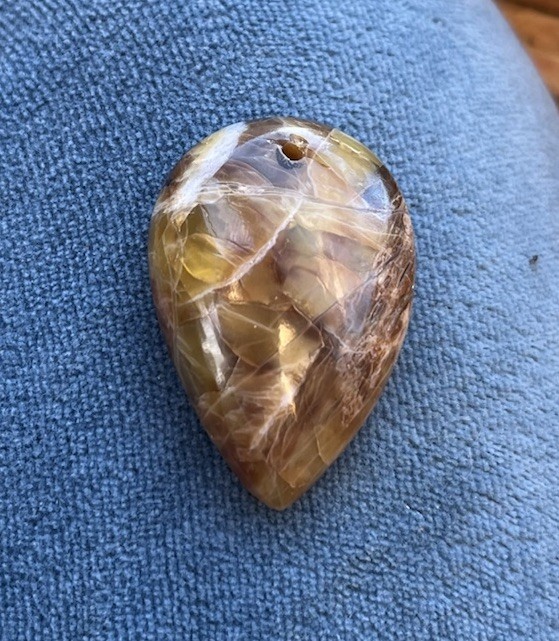 Natural Chrysoberyl Chatoyant Variation Crystal Pendant Tan Teardrop Shape
