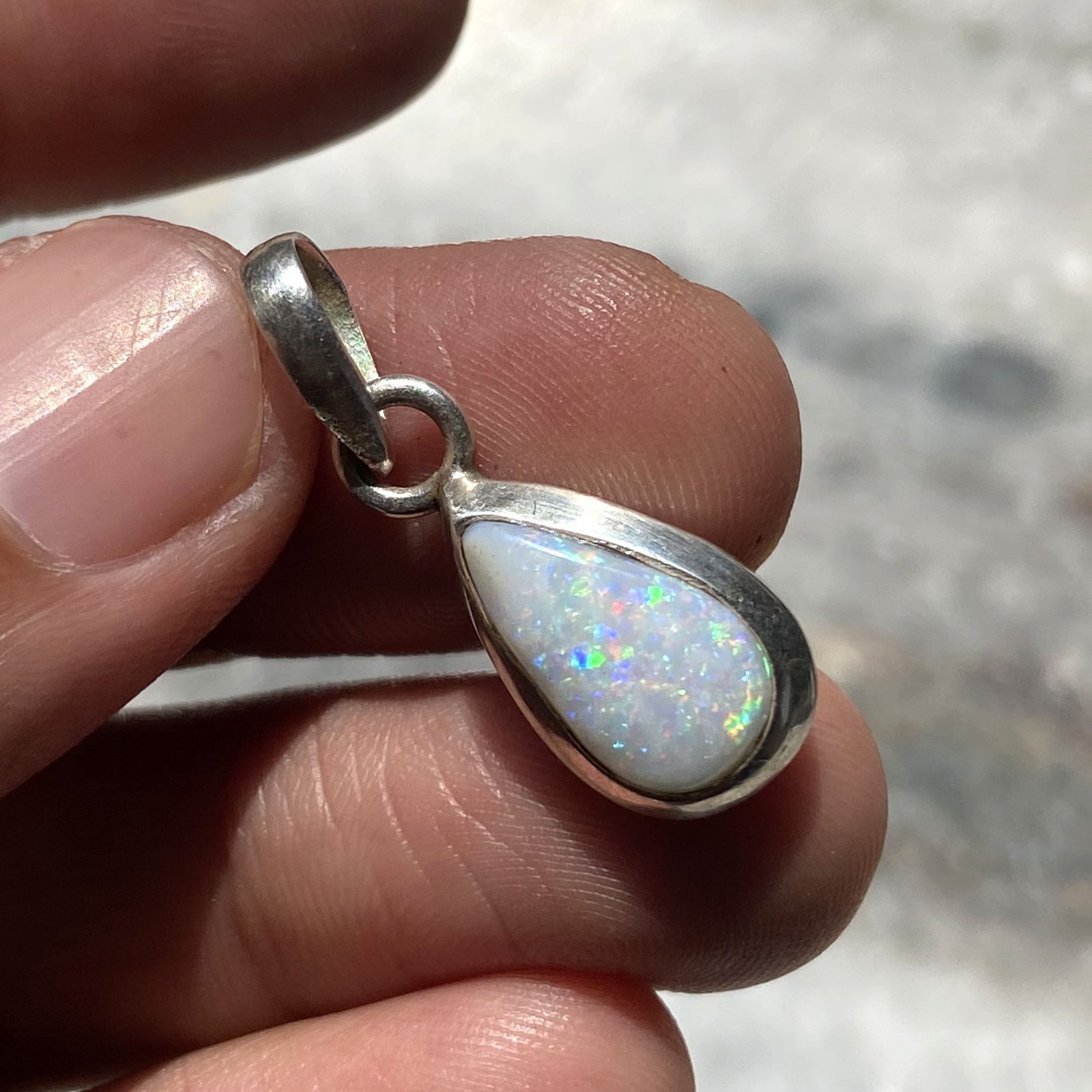 Natural Australian Multi Opal 925 Solid Sterling Silver Pendant Stone Size 12×8