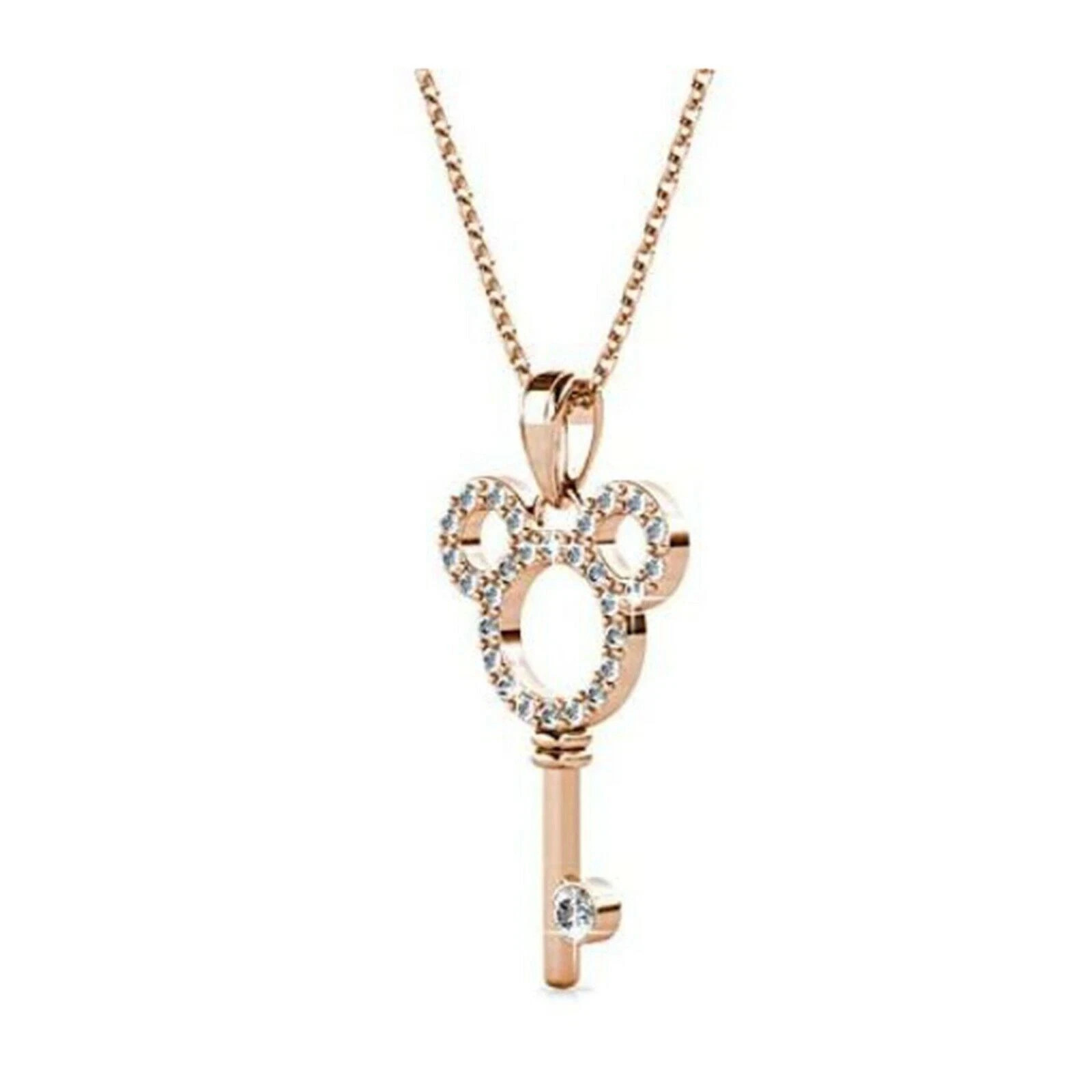 0.25 Ct Round Simulated Diamond Mickey Mouse Key Pendant 14k Rose Gold Plated
