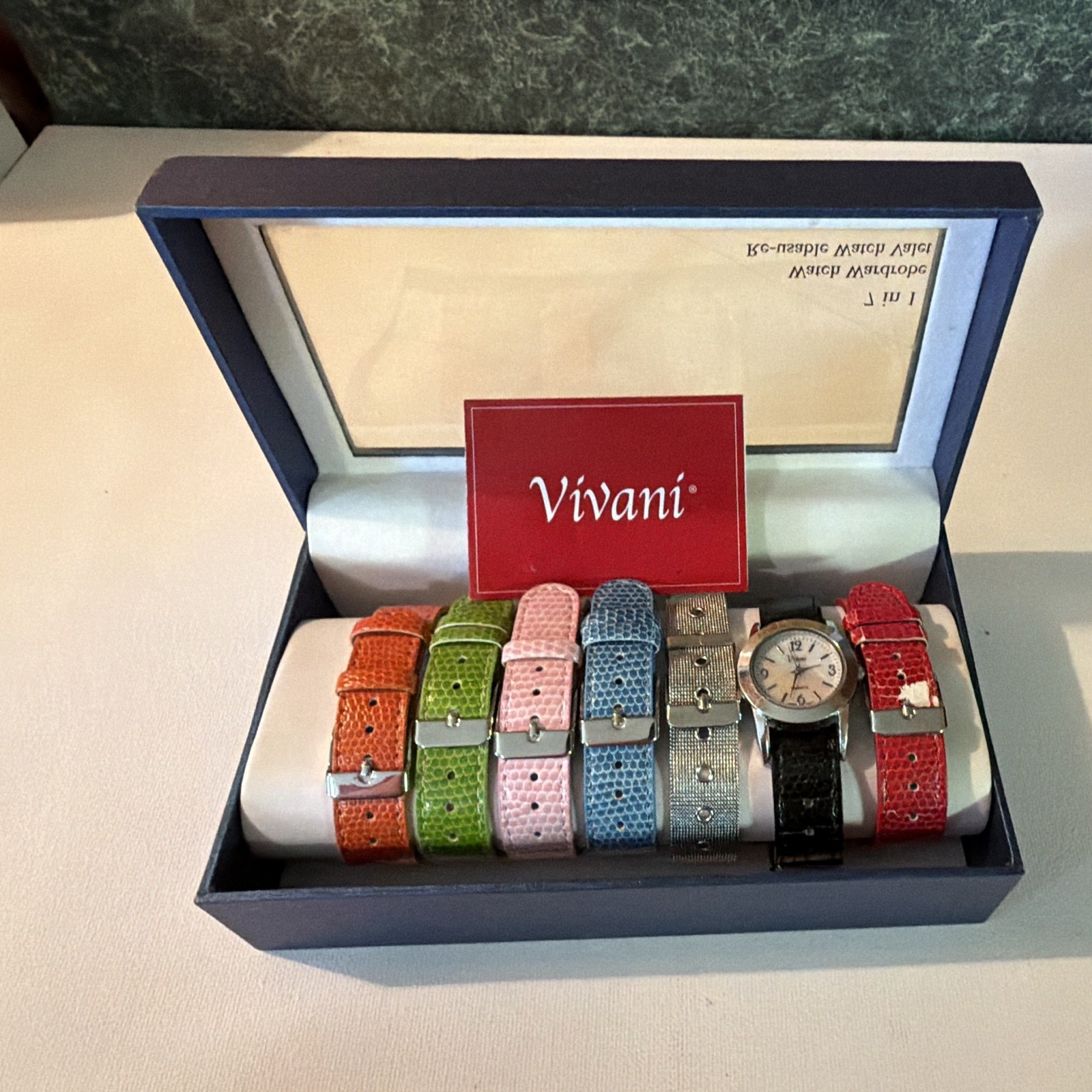 Vivani Women’s Quartz Analog Silver Dial Watch w/ Leather Straps & Box New Batt
