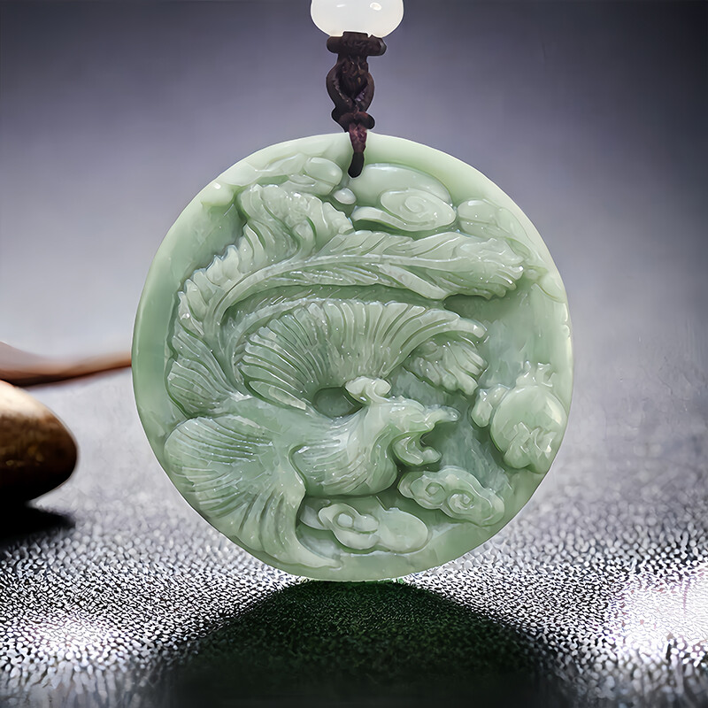 Green Natural Real Jade Phoenix Pendant Necklace Stone Talismans Designer Luxury