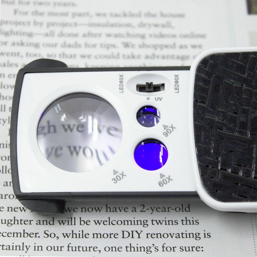 3x-45x Handheld Magnifier Magnifying Glass & 30x 60x 90x Coin Jewelers Loupe
