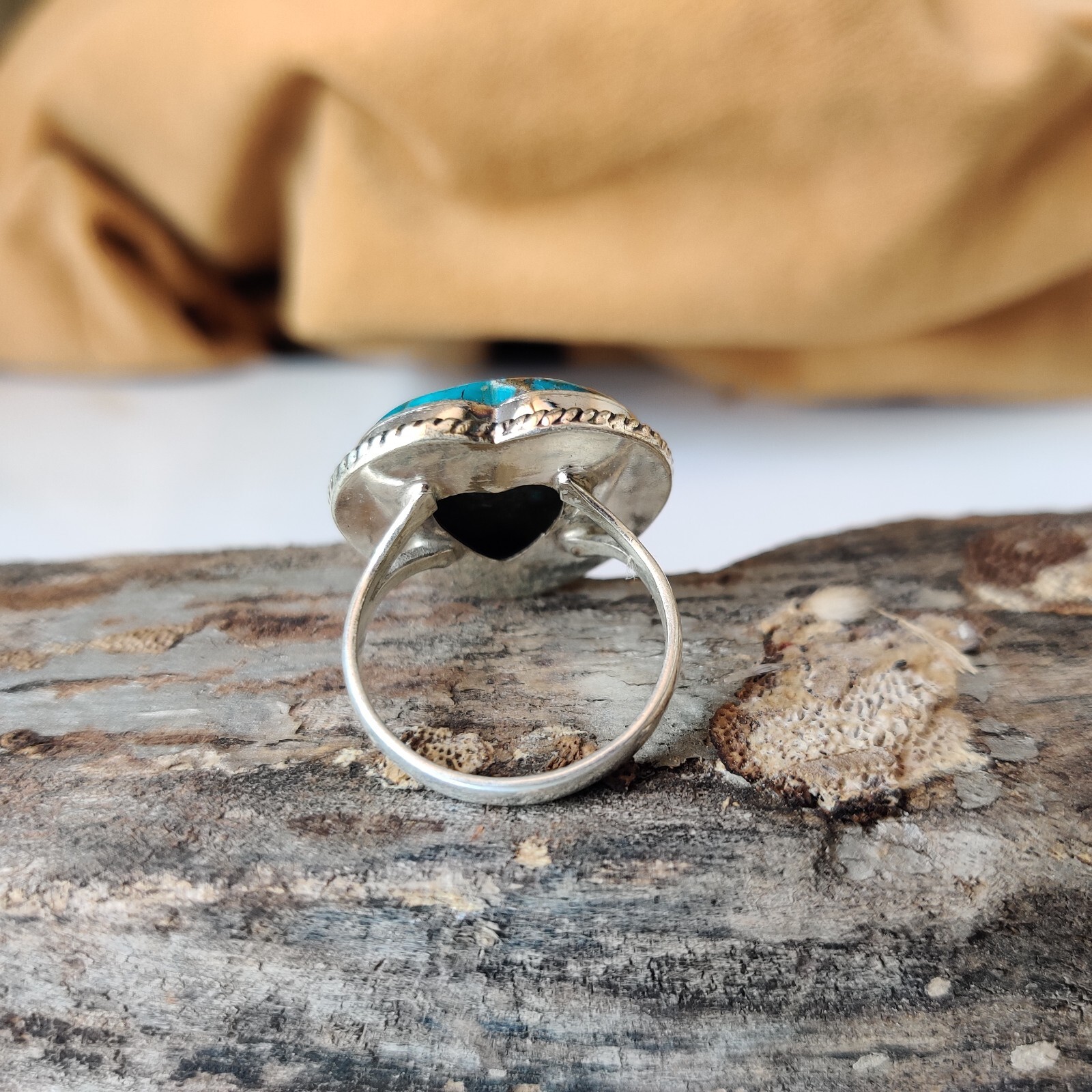 Blue Copper Turquoise Gemstone Ring 925 Sterling Silver Gift For Girlfriend Ring