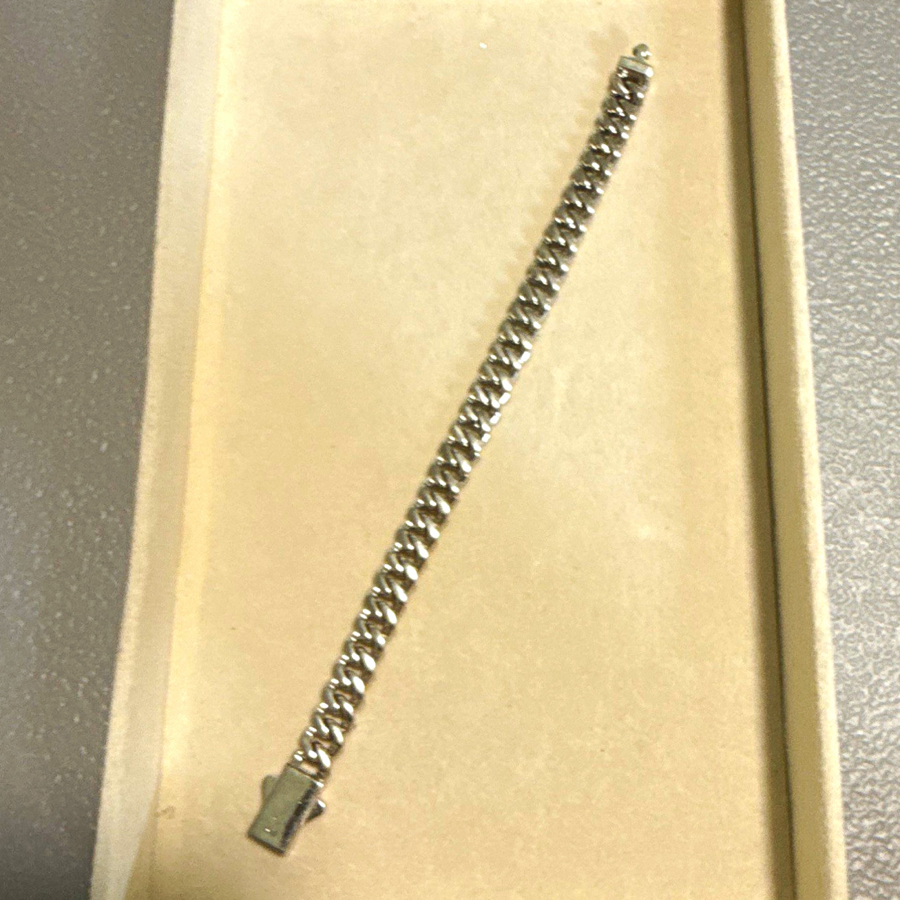Silver .925 Tone Cuban Link Chain Bracelet – Box Clasp Closure, No Stone
