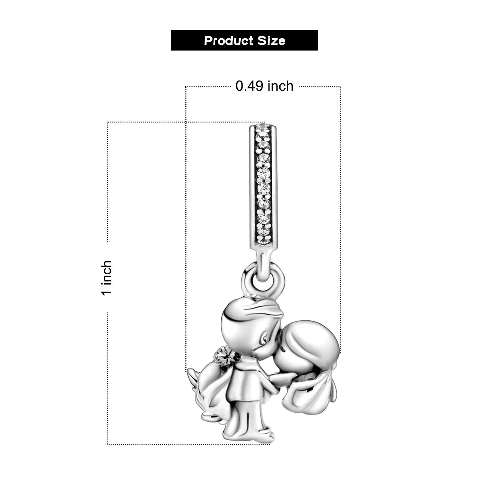 Married Couple Charm 925 Sterling Silver Wedding Dangle for Bracelets New