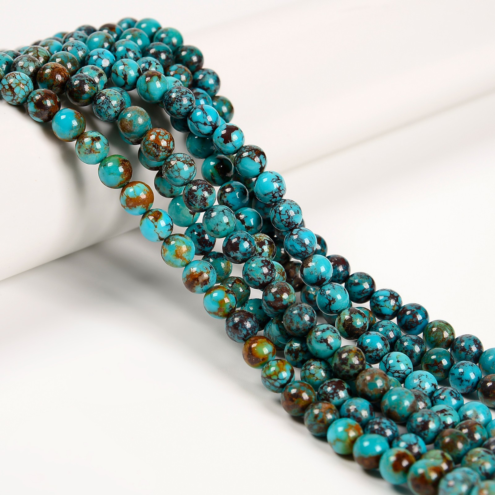 Genuine Natural Turquoise Smooth Round Beads 5mm 6mm 7mm 8mm 9mm 15.5″ Strand